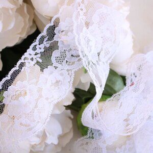 Vintage White Lace Trim, 3 Yards, 2.25" wide, Nylon, Sewing Supply